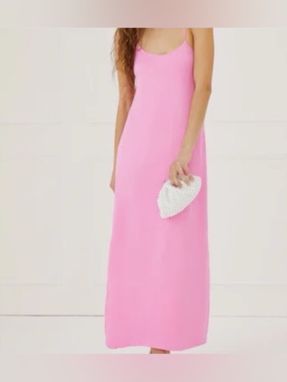 Something Navy Slip Dress Pink Adjustable Strap Side Slits Maxi Nwt size large